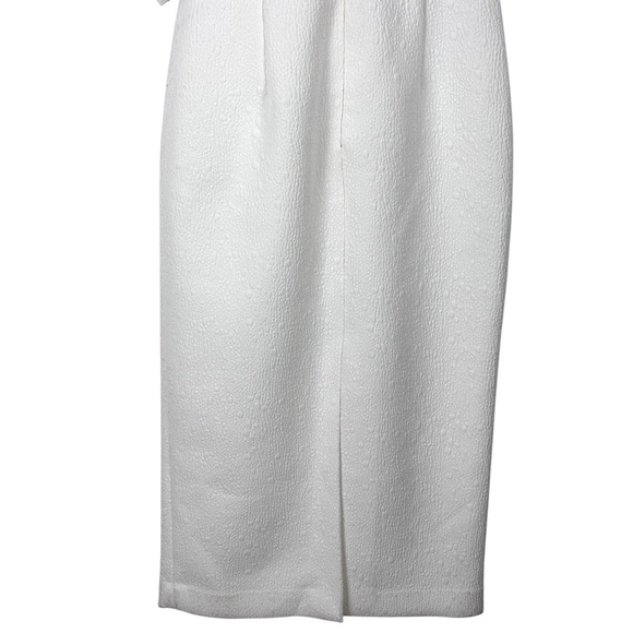 ANTHROPOLOGIE REBECCA VALLANCE GENEVIEVE BRIDAL BOW V-NECK SHEATH MIDI DRESS - Picture 12 of 17